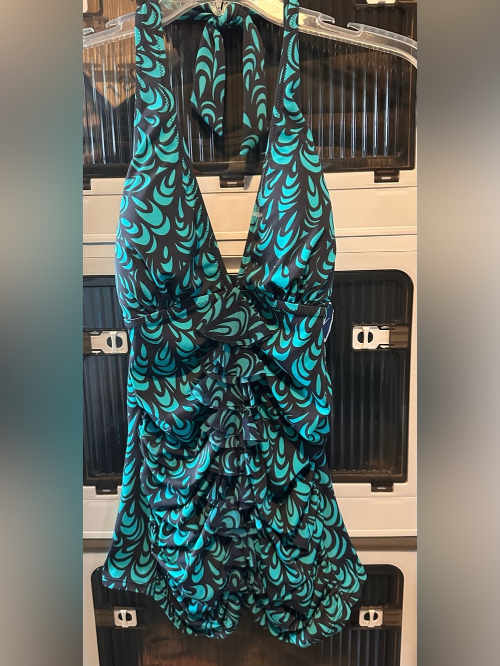 NWT Profile By Gottex Teal and Black Tankini top Swimsuit